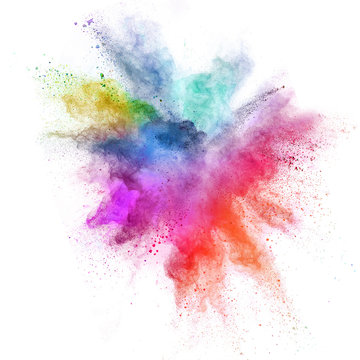 Colored powder explosion isolated on white background. © Lukas Gojda