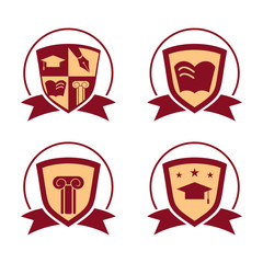 Education Symbol Shield Ribbon Badge