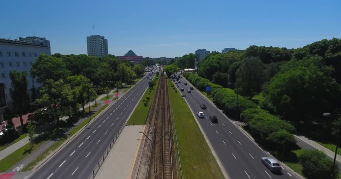 Panorama Of The Street In Warsaw