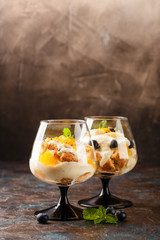 Healthy layered dessert trifle