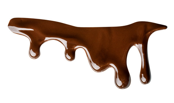 Melted chocolate dripping isolated on white background. Clipping path