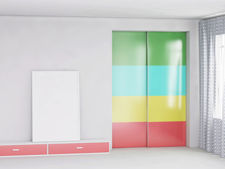 Frame mockup in modern interior 3d rendering