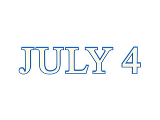3D illustration isolated text 4 four july blue and white