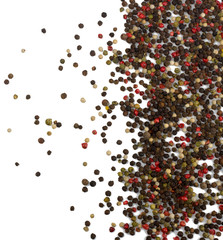 A mixture of peppers, on white, top view