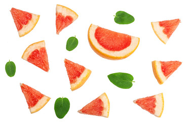 Sliced pieces of grapefruit isolated on white