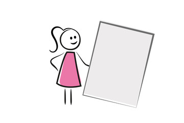 Frau hält ein Blatt Papier