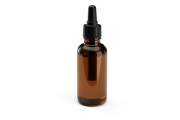 Brown medicine glass dropper bottle isolated