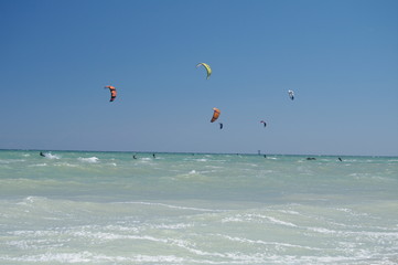 kite surf,sport,sea,blue,sky,panorama,horizon,water,kite,wind,fun