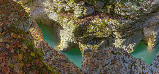 Stone forms of Navalishensky canyon. Sochi National Park.
