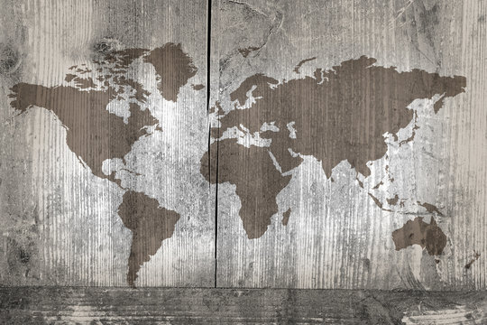 World map on the boards