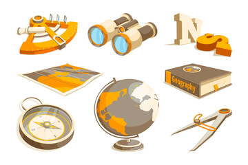 Vector monochrome symbols of exploration and geography © ONYXprj