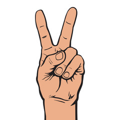 Hand with two fingers up