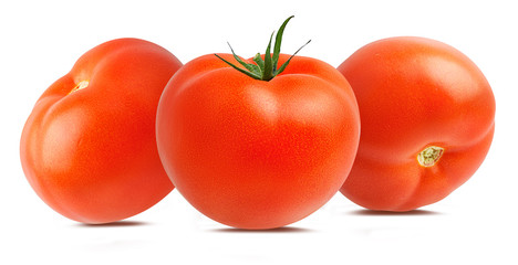 Fresh tomato isolated on white background with clipping path