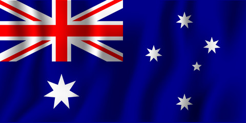Australia realistic waving flag vector illustration. National country background symbol. Independence day