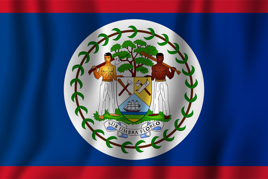 Belize realistic waving flag vector illustration. National country background symbol. Independence day