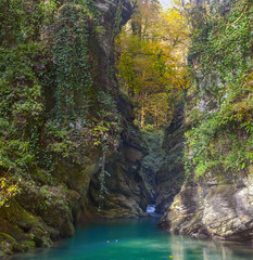 Gorge of the canyon king's gate. Sochi national park.