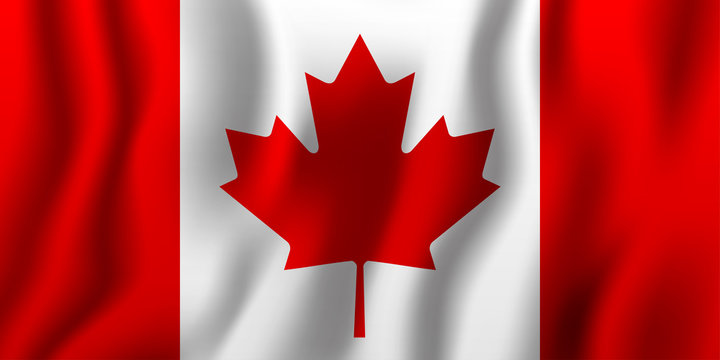 Canada realistic waving flag vector illustration. National country background symbol. Independence day