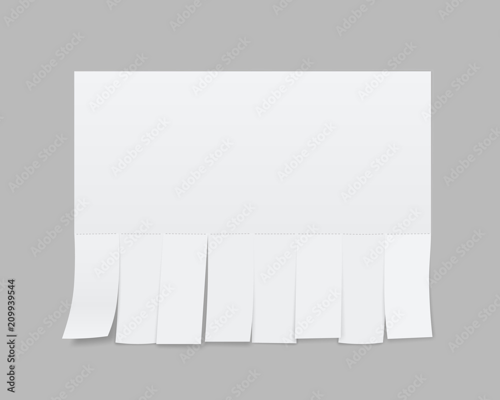 Fototapete creative vector illustration of empty blank sheet paper advertising with tear-off cut slips isolated