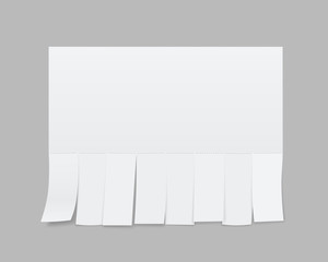 Creative vector illustration of empty blank sheet paper advertising with tear-off cut slips isolated on transparent background. Street art design copy space template. Abstract concept graphic element