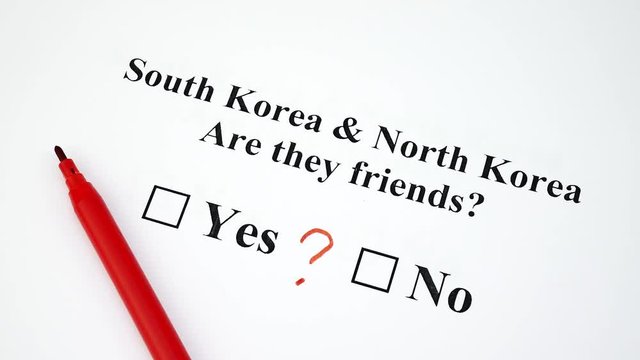Concept of War Or Friendship And Nuclear Talks Deal Between South Korea And North Korea