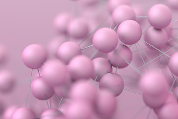 Abstract 3d rendering of modern background with spheres. Futuristic shape, network concept. Design for poster, cover, branding, banner, placard