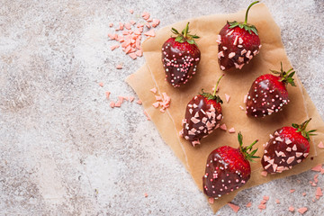 Strawberry in chocolate, delicious dessert