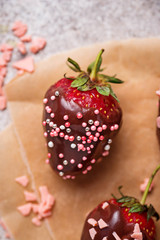 Strawberry in chocolate, delicious dessert