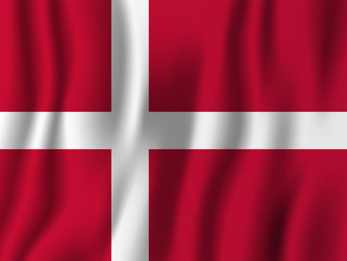 Fototapeta premium Denmark realistic waving flag vector illustration. National country background symbol. Independence day