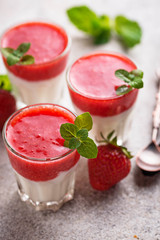 Delicious dessert panna cotta with strawberry