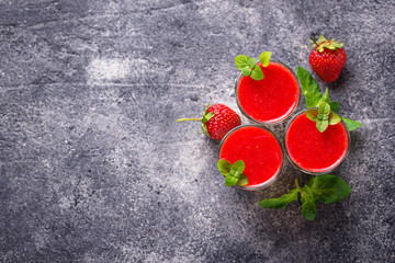 Delicious dessert panna cotta with strawberry