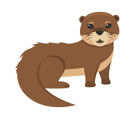 Obraz premium Lovely otter on white background