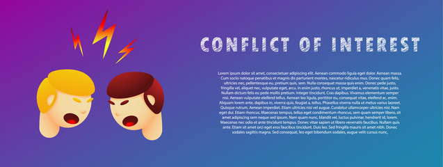 Conflict of interest. Vector illustration. Flat. Gradient.