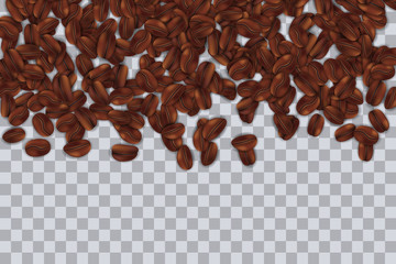 Creative vector illustration of falling roasting coffee beans isolated on transparent background. Art design seed aroma arabica ads poster template. Abstract concept graphic menu, brochure element