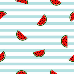 Seamless striped watermelon geometric pattern, vector illustration