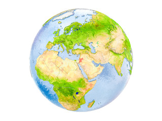 Jordan on globe isolated