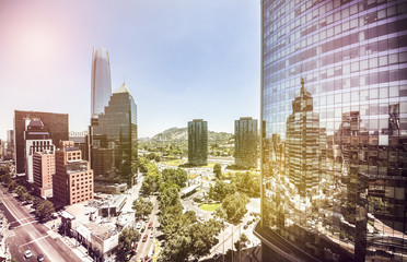 Skyline of financial district at Providencia in Santiago de Chile