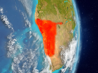 Orbit view of Namibia in red