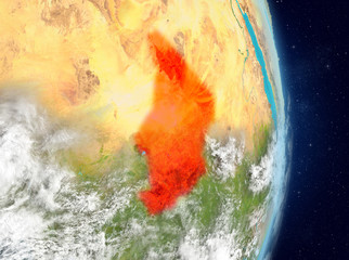 Orbit view of Chad in red