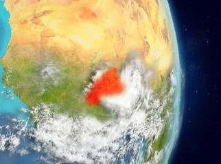Orbit view of Burkina Faso in red