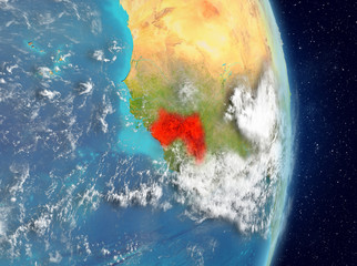 Orbit view of Guinea in red