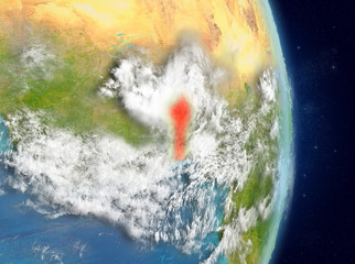 Orbit view of Benin in red