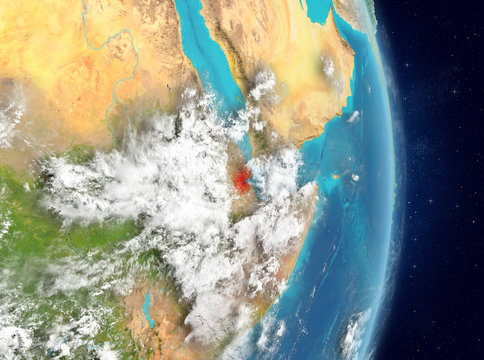 Orbit view of Djibouti in red