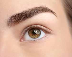 Fototapeta premium Beautiful woman with perfect eyebrow, closeup