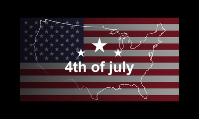 USA map vector icon isolated on black background. Happy 4th of July concept.