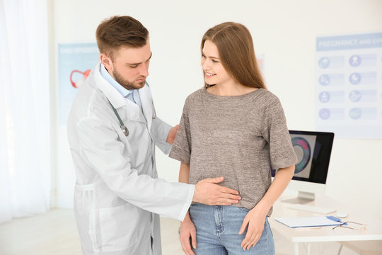 Gynecology consultation. Woman with her doctor in clinic