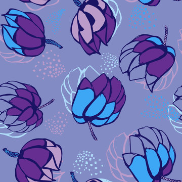 Seamless repeat pattern with flowers. Colorful Doodle.