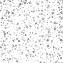 Silver glitter stars falling from the sky on white background. Abstract Background. Glitter pattern for banner. Vector illustration.