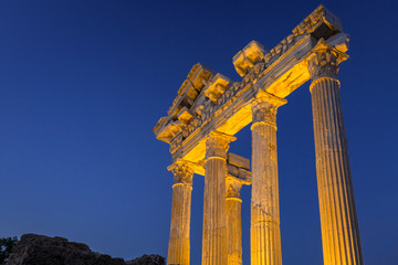 The Temple of Apollo in Side at dusk, Turkey