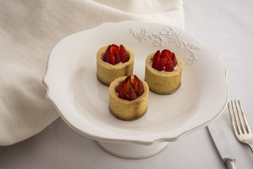 strawberry little cake on plate