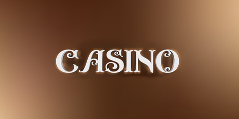 Vector casino word sign in 3d style on golden background. Casino letters banner design